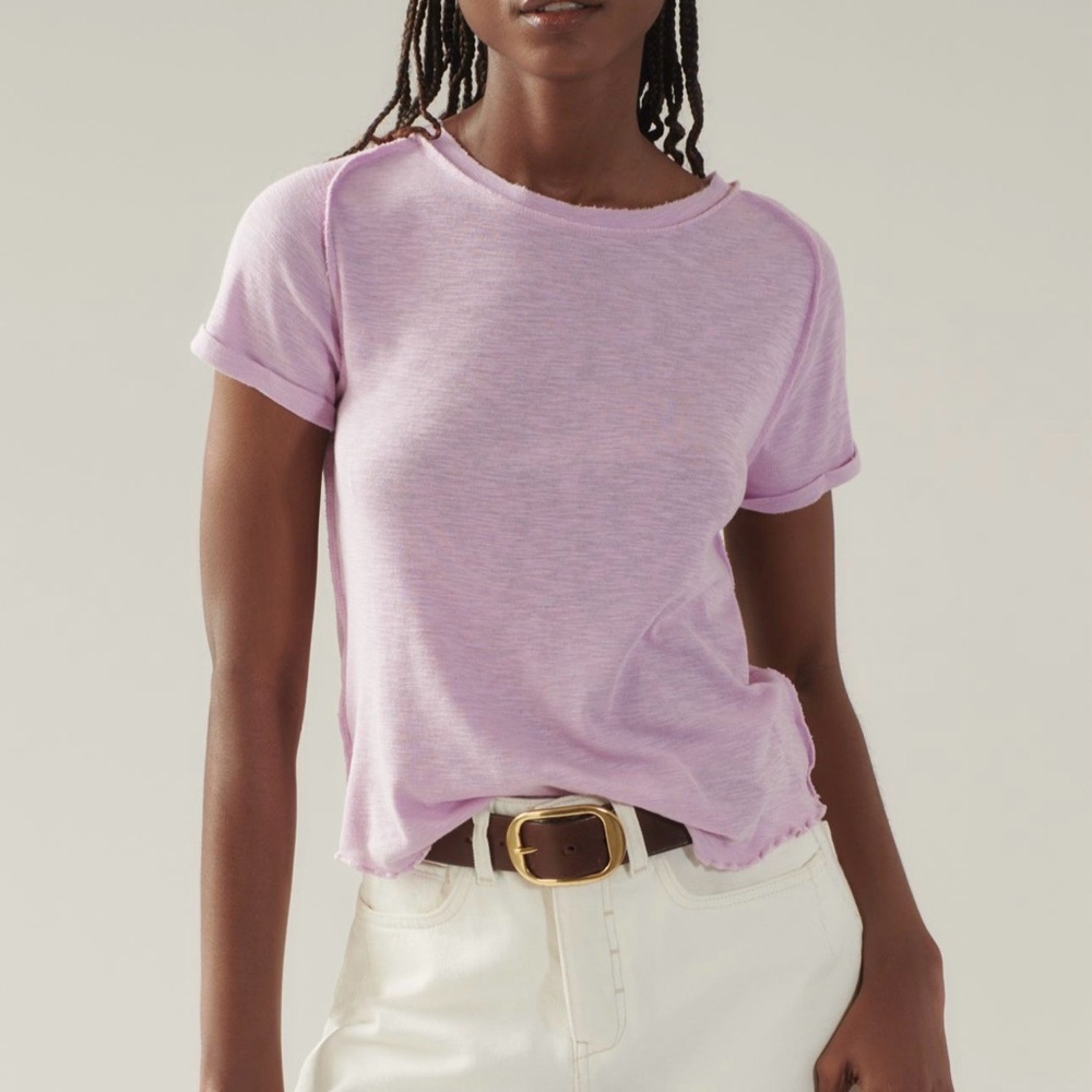 Pilcro Pink Short Sleeve Crewneck Tee